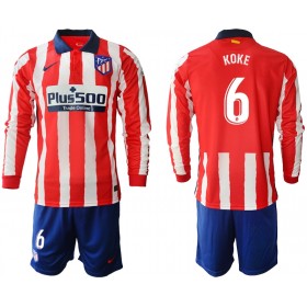 Koszulka Atlético Madryt Koke 6 Dziecięcy Domowe Stroje Piłkarskie 2020/2021 Długi Rękaw